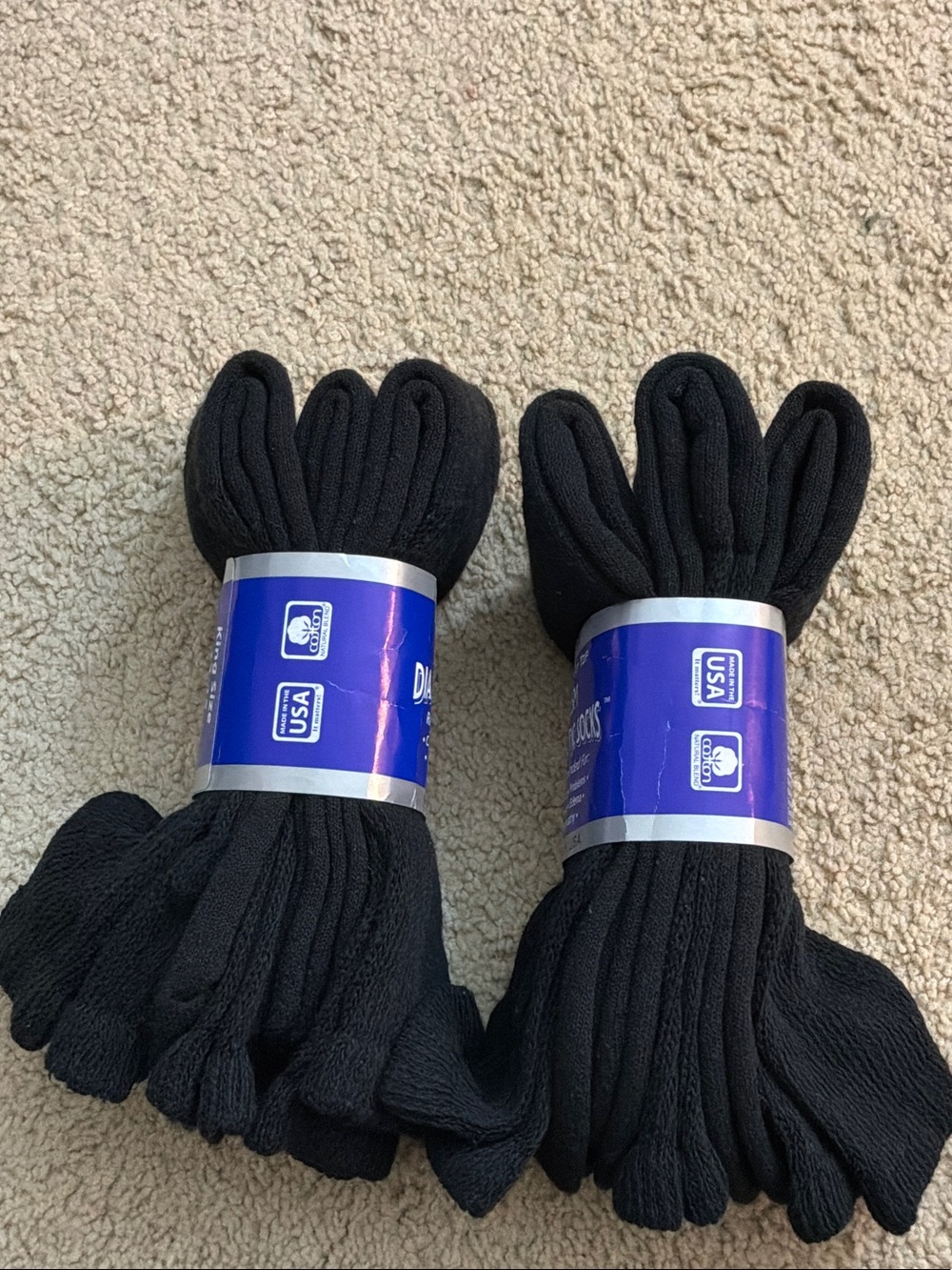 Dansko Black Loose Fit Diabetic Crew Socks - Pack of 2 - Picture 2 of 3
